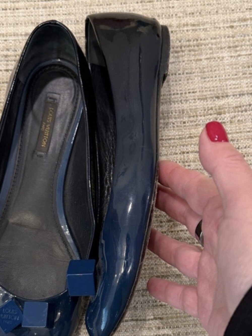 Louis Vuitton Women's Navy Patent Leather Ballet Flats - Picture 10 of 15